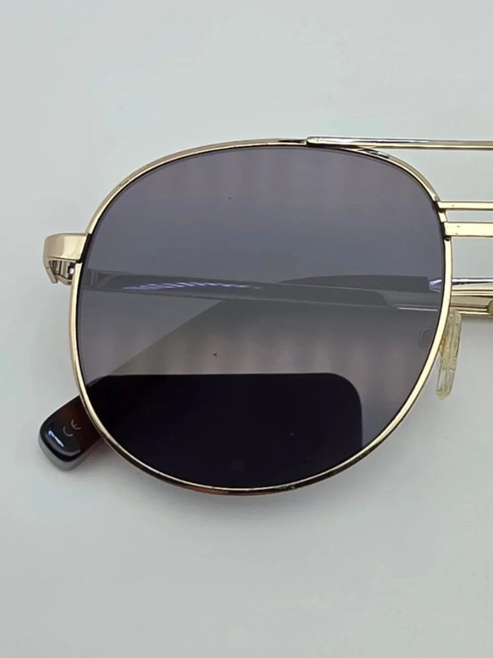 Elizabeth and James Watts Gold Tortoise Frame Grey Flat Lens Aviator Sunglasses